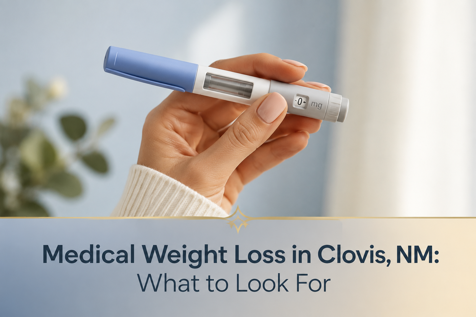 Close-up of GLP-1 injection pen for medical weight loss in Clovis NM