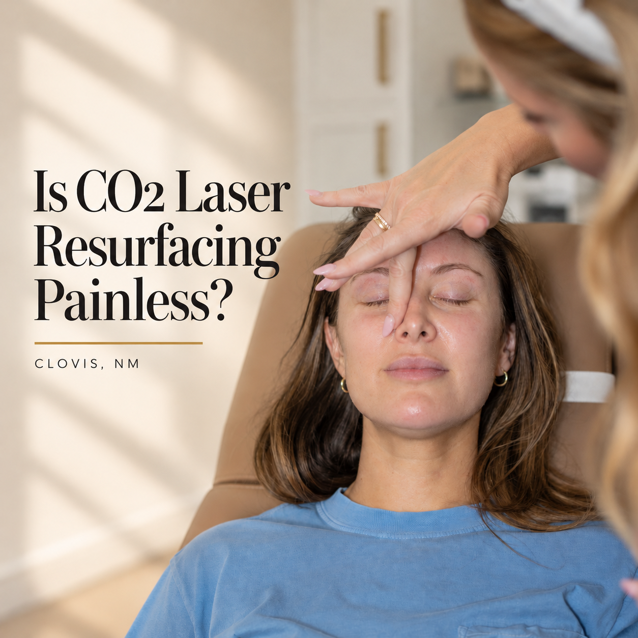 client being prepared for painless CO2 laser skin resurfacing in clovis clinic