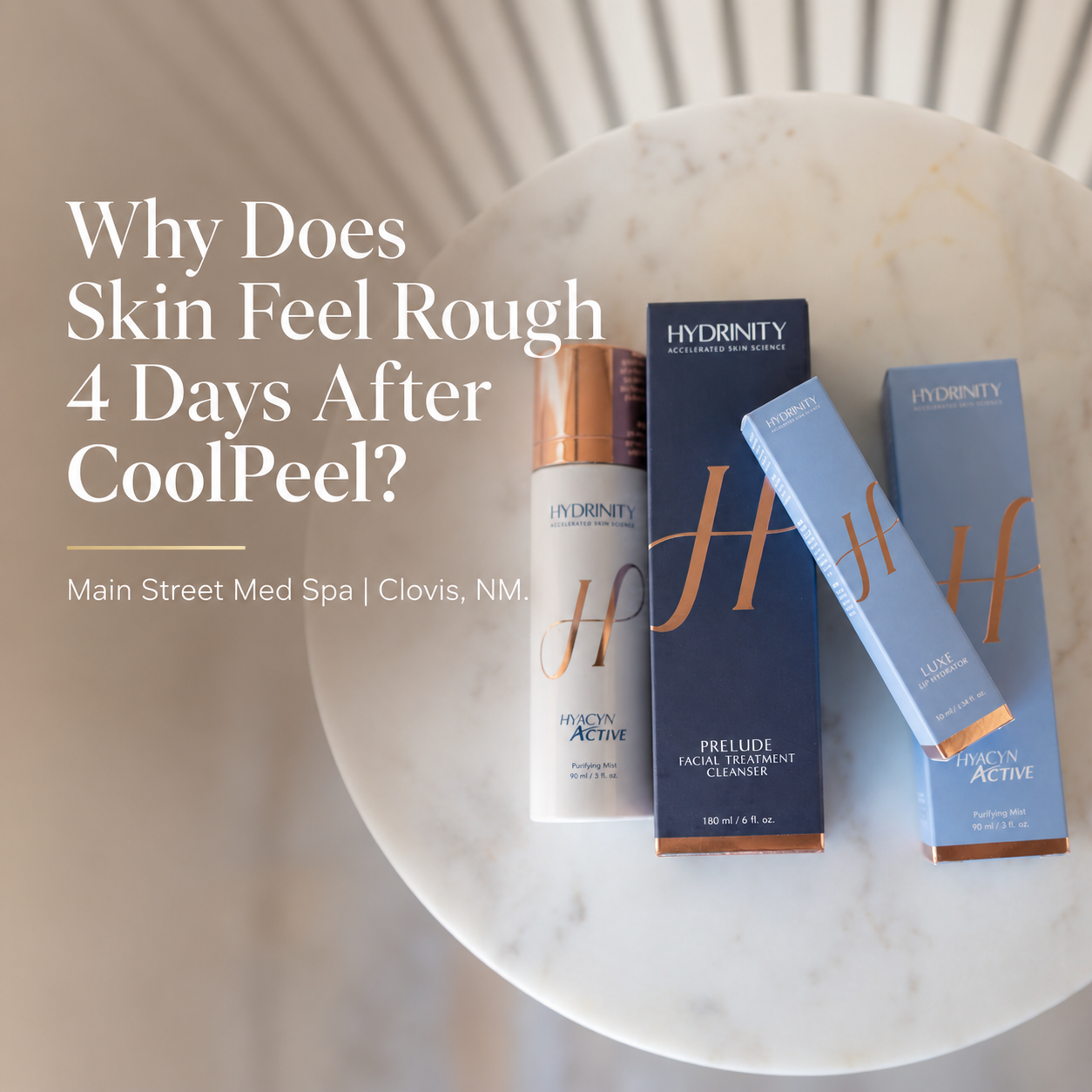 Gentle aftercare skincare products used during CoolPeel recovery.