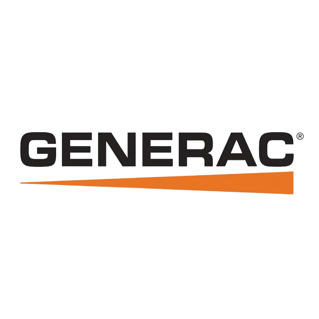 Generac logo in black with an orange underline on a white background