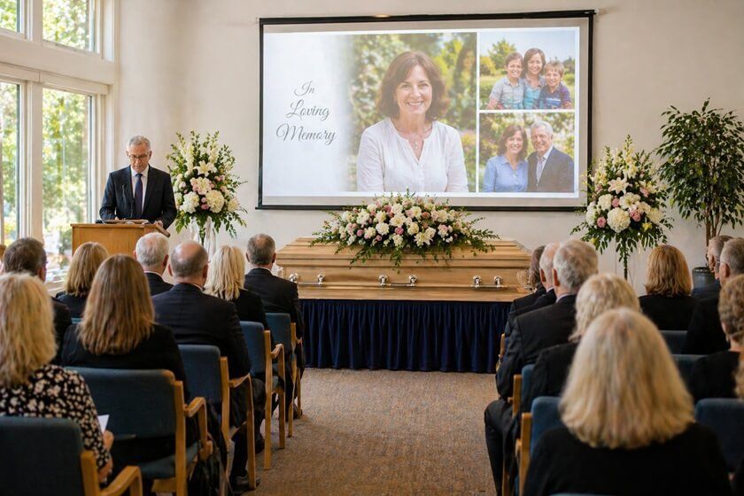 a gathering for a funeral and cremation service in Whittier, CA