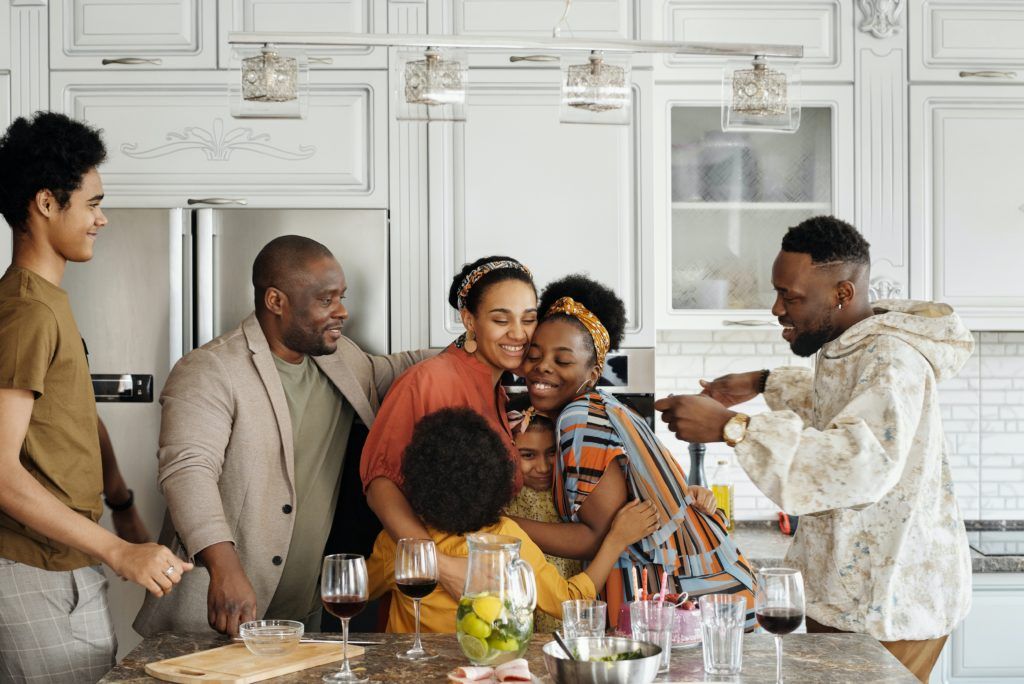 Family gathered in kitchen during holidays