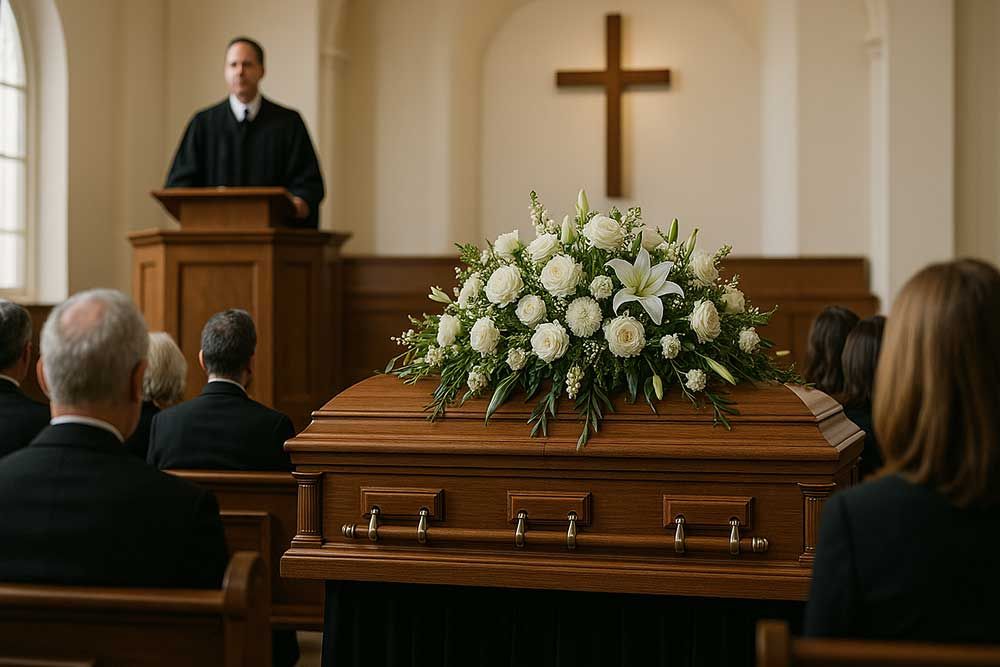 Serene funeral service held in a chapel