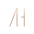 Abstract orange line drawing resembling the letters A and H on a white background