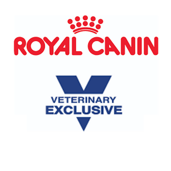 Logo Royal Canin sopra la scritta blu «Esclusivo per veterinari» e l’emblema triangolare