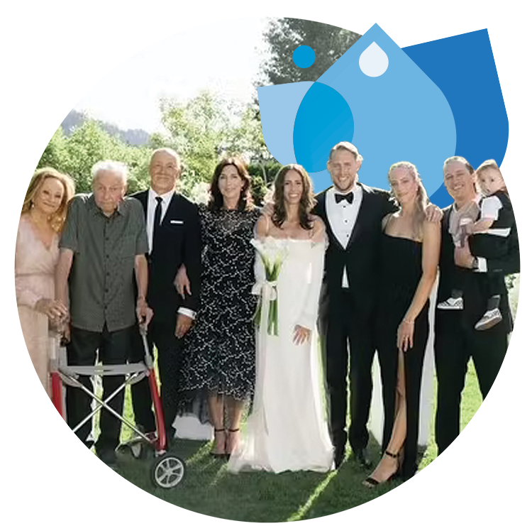 The Trademan family at a family wedding.