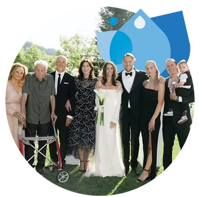 The Trademan family at a family wedding. 