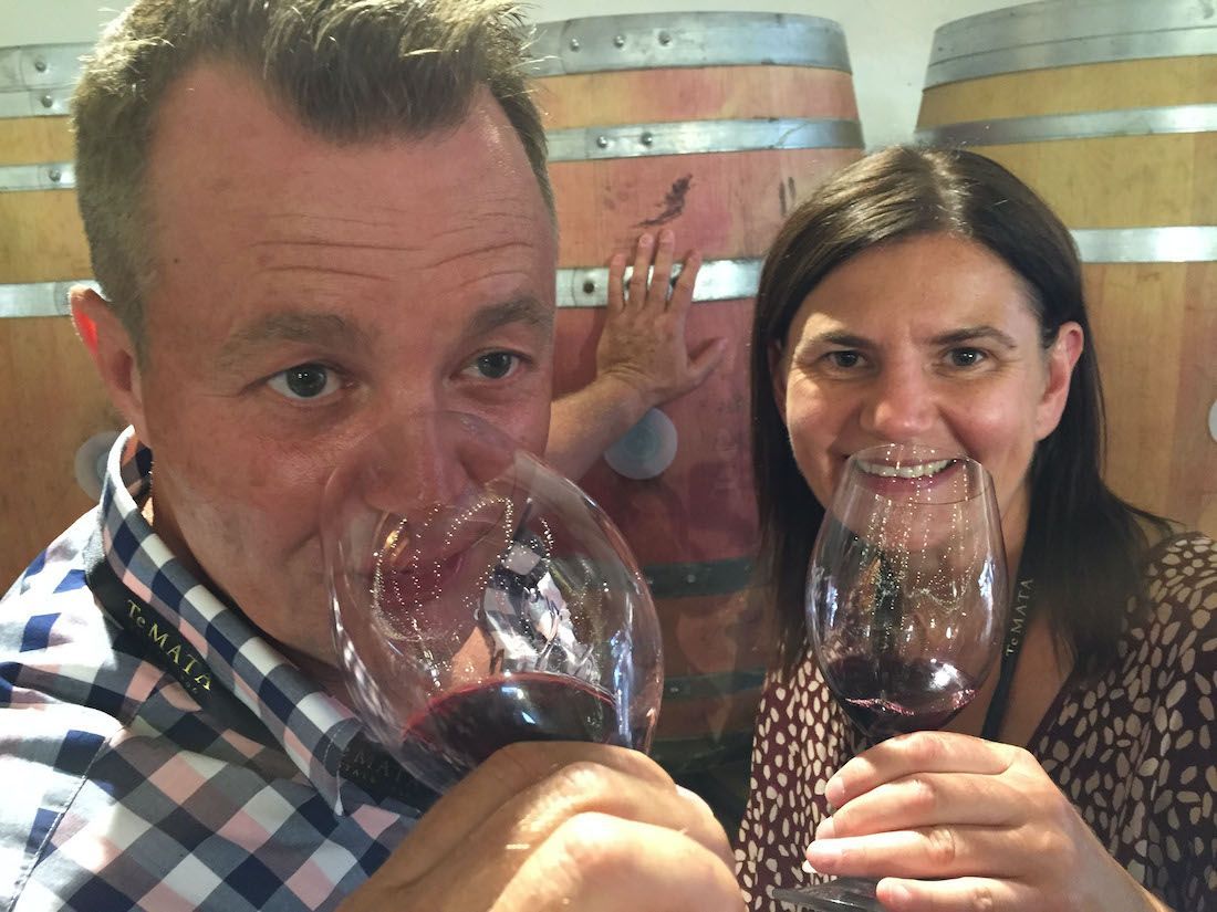 Couple wine tasting