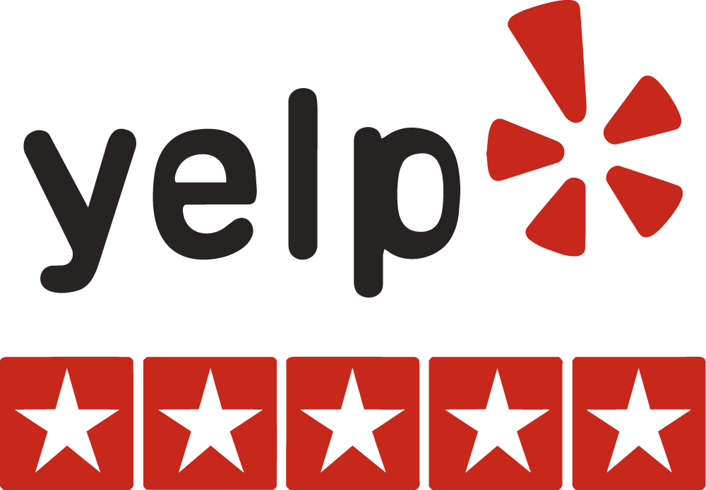 Yelp logo with red five-star rating icons on a white background