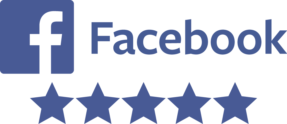 Facebook logo with five blue stars underneath