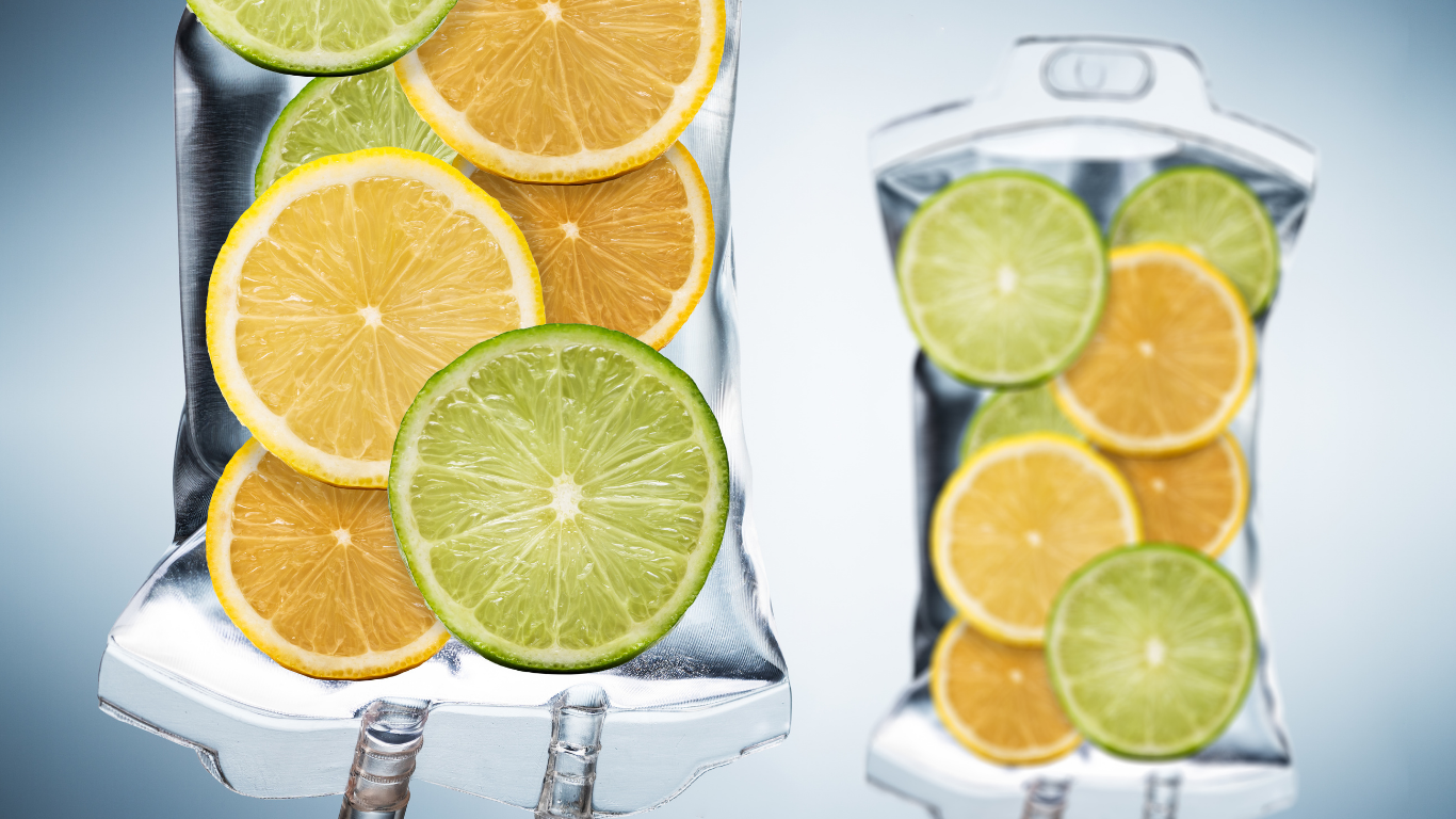 Lime and lemon slices stacked in glass containers, bright citrus display on a light background