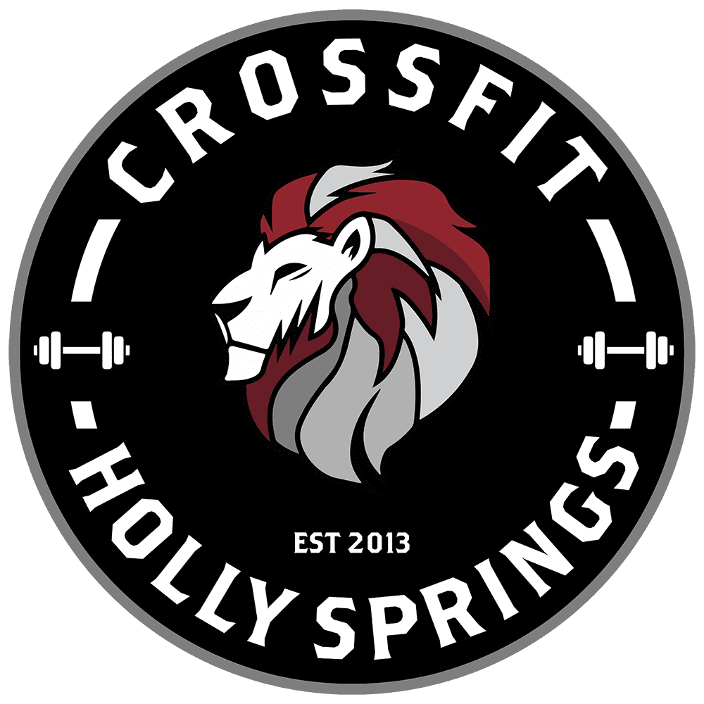 The logo for crossfit holly springs has a lion on it.