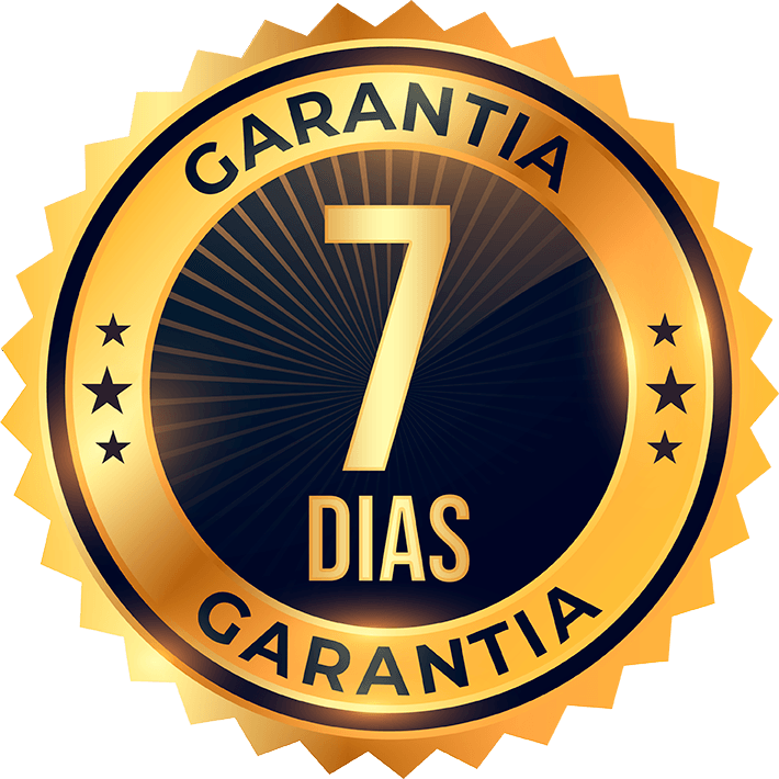 Um distintivo dourado que diz garantia 7 dias