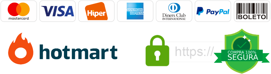 Um logotipo do hotmart está ao lado de um logotipo do paypal