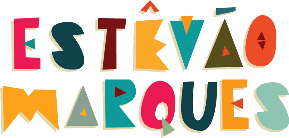 Um logotipo colorido para Estevão Marques em um fundo branco