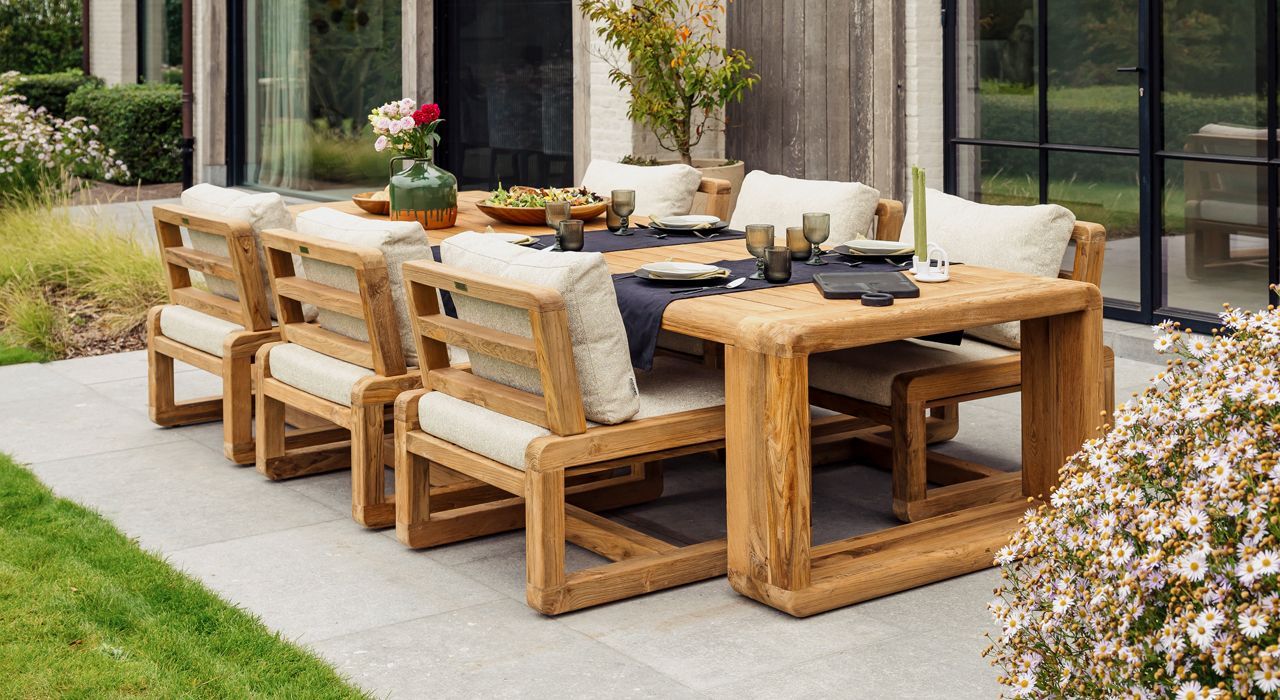 Luxury high end teak exterior furniture for terrace or garden in Estepona and Marbella