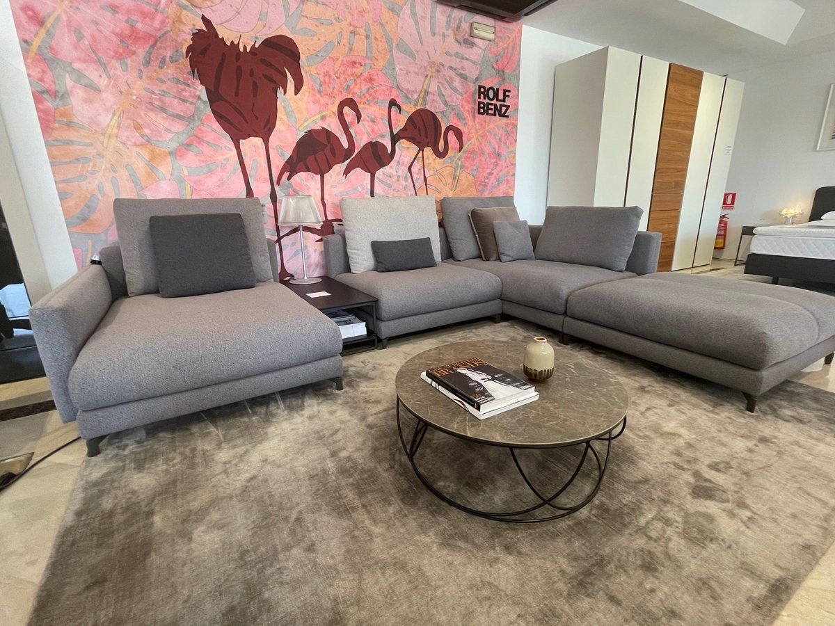 Modern living room furniture display in VIP Environment showroom Marbella Estepona