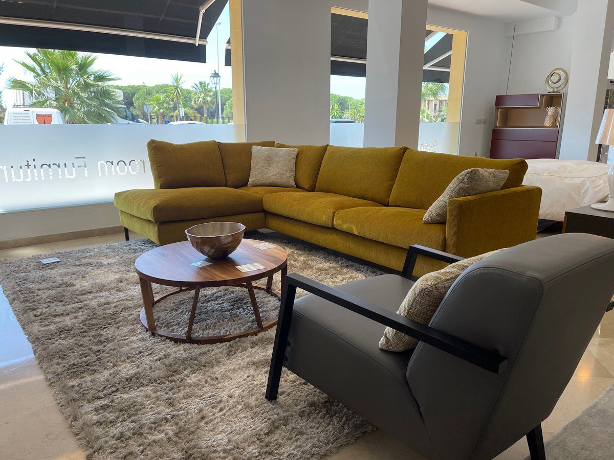 Modern living room furniture display in VIP Environment showroom Marbella Estepona