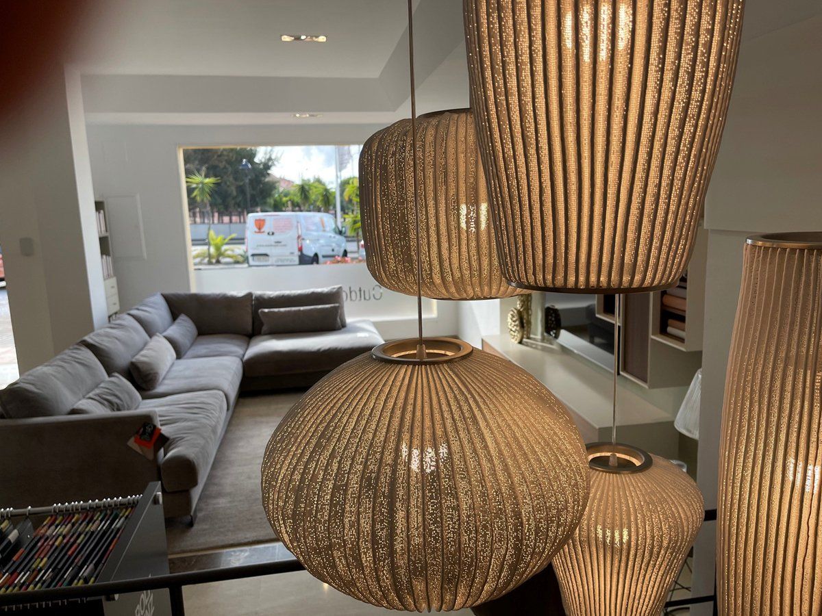 Modern lighting display in VIP Environment showroom Marbella Estepona