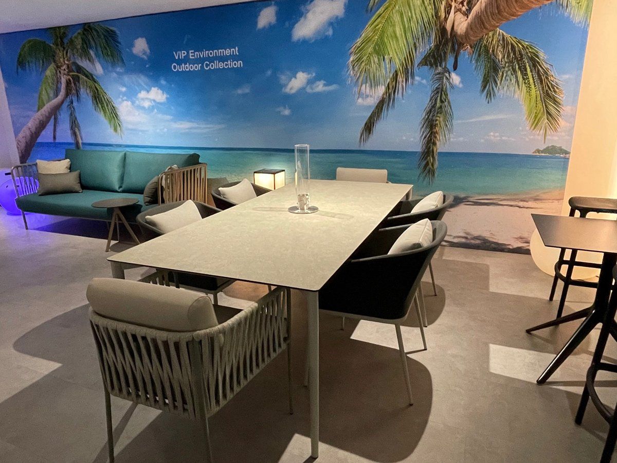 Outdoor furniture display in VIP Environment showroom Marbella Estepona