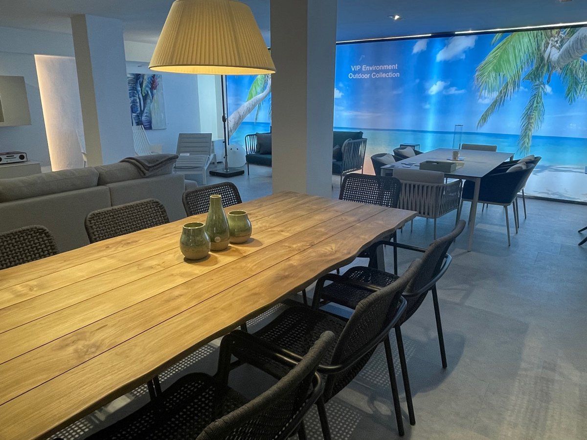 Outdoor furniture display in VIP Environment showroom Marbella Estepona