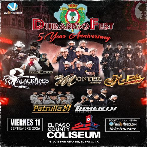 Pandora & Flans concert poster. Six women pose, dates listed for El Paso County Coliseum, TX, February 8, 2026.