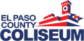 El Paso County Coliseum logo with building graphic and blue text.