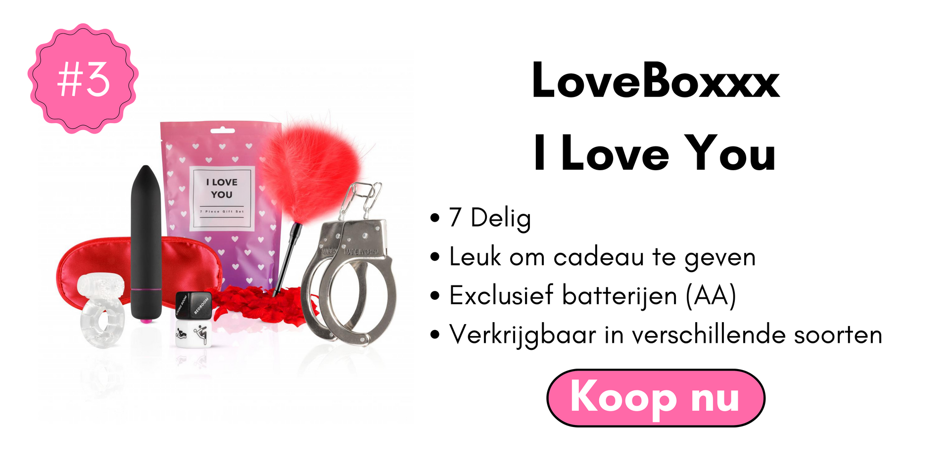 Geniet van een opwindende avond met dit 7-delige verrassingspakket van Loveboxxx! Het bevat een tickler, mini vibrator, handboeien, vibrerende cockring, satijnen masker, rozenblaadjes en dobbelsteentjes voor een romantische en sensuele ervaring. Bestel nu voor de perfecte avond samen!
