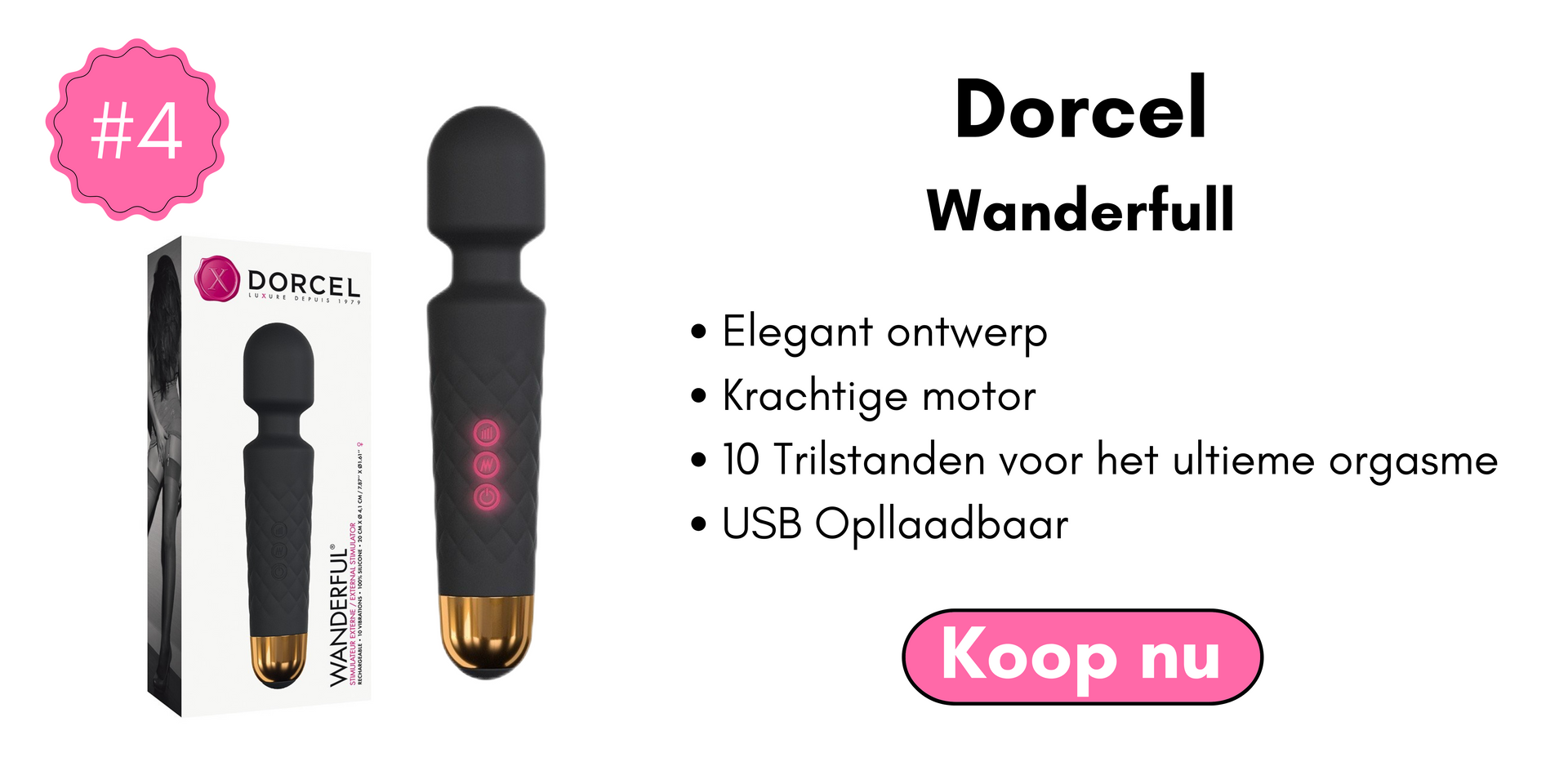 Een elegant ontwerp, een kop uit ultrazachte en flexibele silicone en een uiterst krachtige motor... De Wanderful zal je ongetwijfeld weten te betoveren.Deze oplaadbare clitorale stimulator zal je verrassen met zijn superkrachten: 8 snelheden en 10 trilstanden voor het ultieme orgasme. Bovendien is hij waterdicht, dus kun je ook onder water lekker genieten. Met zijn compacte vorm glijdt hij echt overal op of langs, daar waar jij hem het liefste voelt.... Wanderful, wonderful Sex!