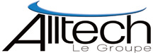 Logo Alltech : texte noir avec arc bleu, « Alltech Le Groupe ».