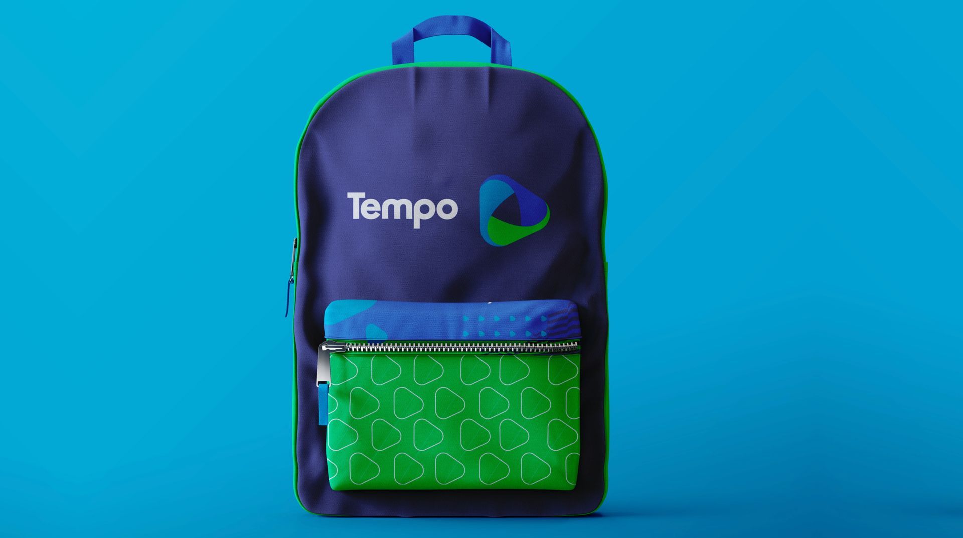 Mochila como mockup da nova marca Tempo