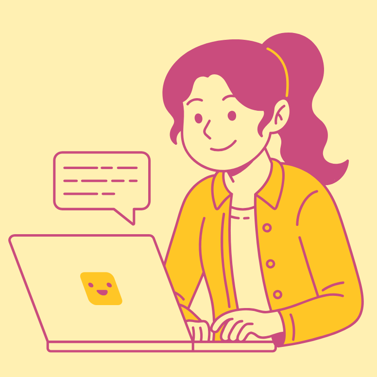 Girl using touch typing for write creatively