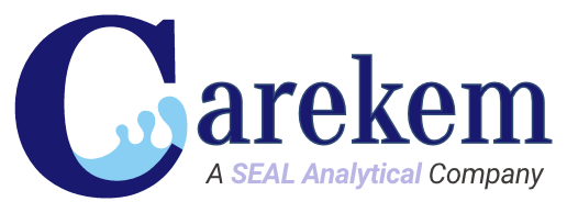 Carekem logo with blue stylized “C” and tagline “A SEAL ANALYTICAL COMPANY” underneath