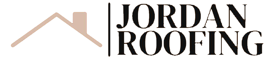 Jordan Roofing logo with tan roof icon and black text on a white background