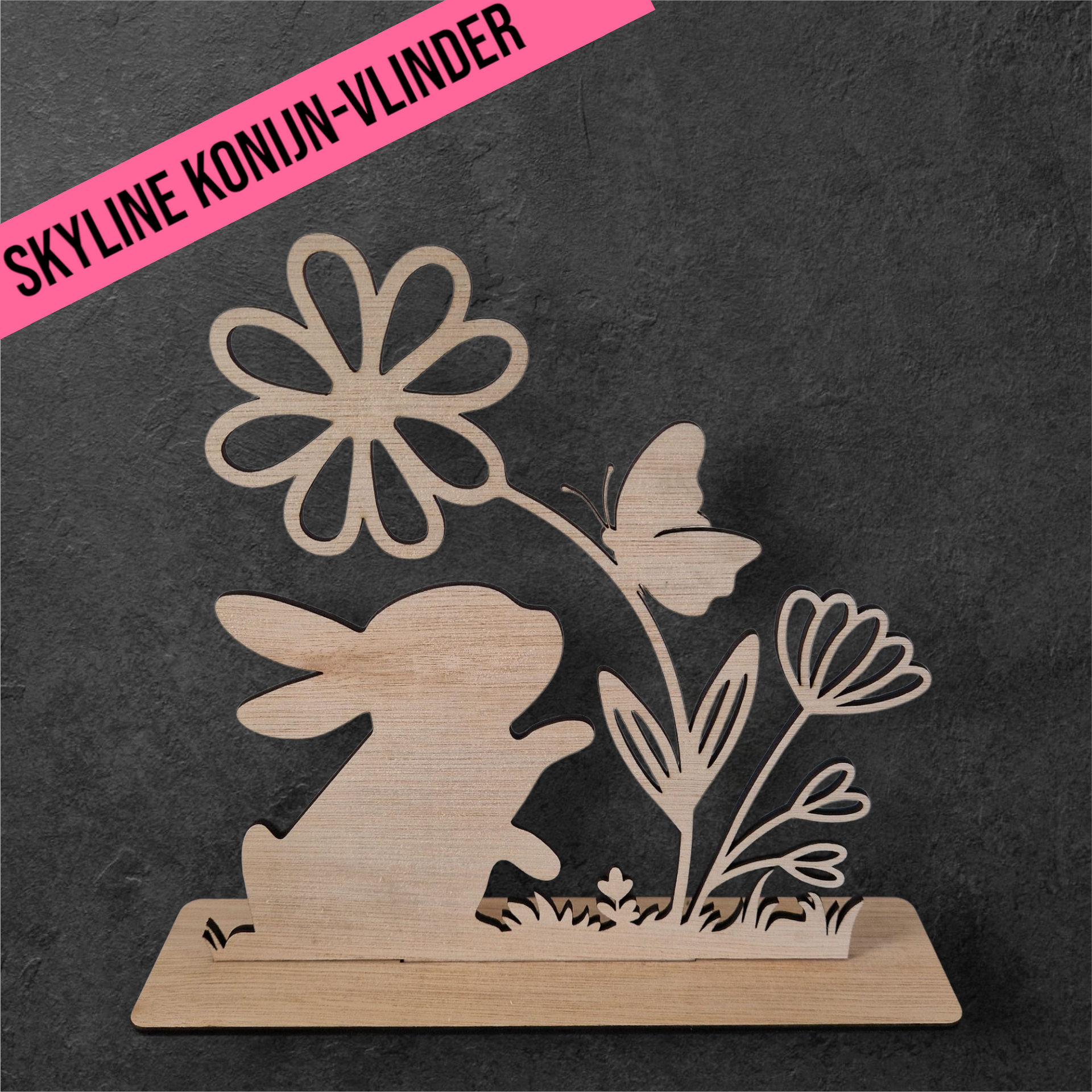 Konijn met bloemen skyline