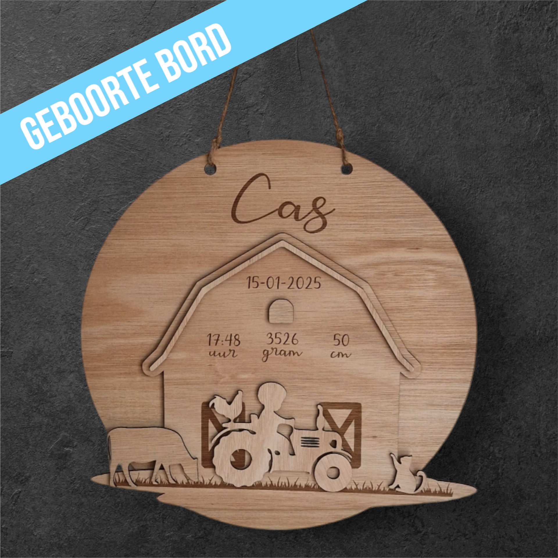 Geboortebord  - Boerderij thema