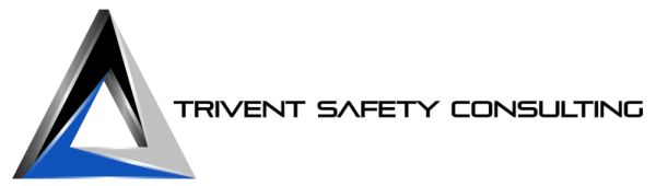 Trivent Safety Consulting logo with black, blue, and gray triangular mark and text