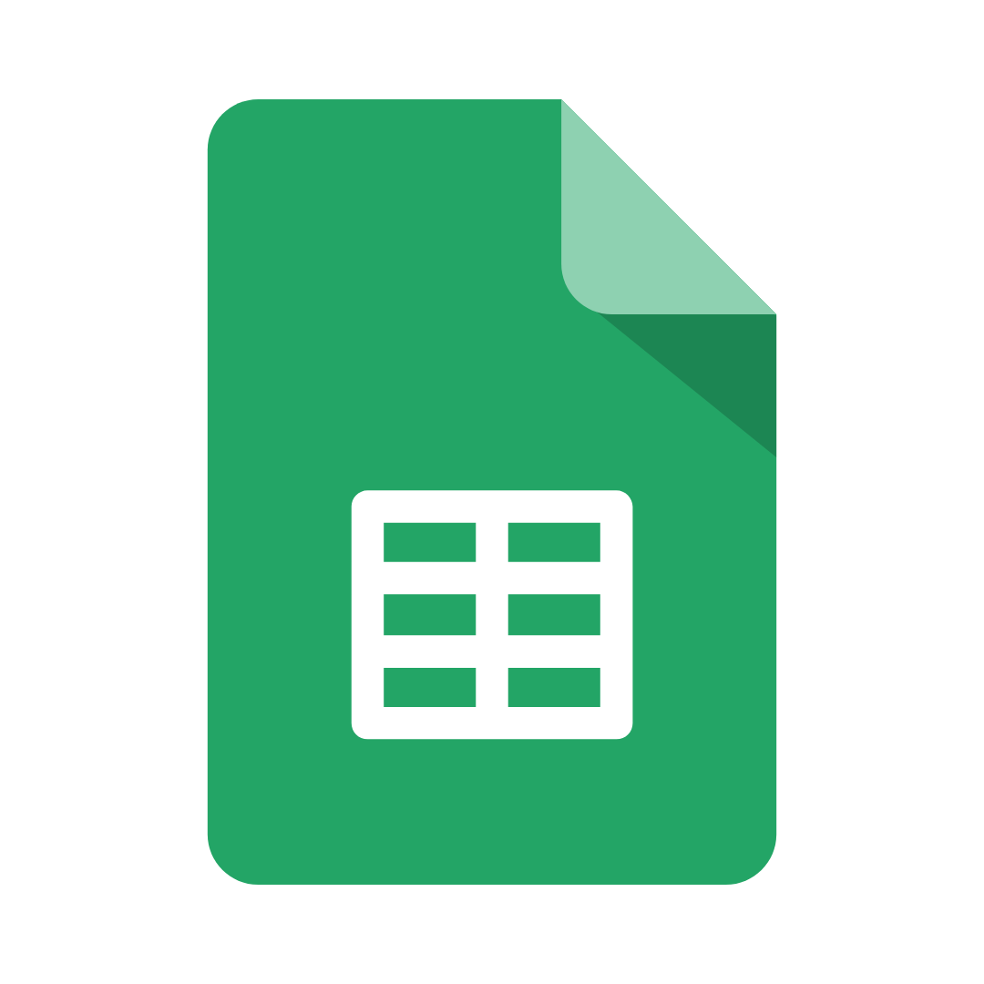 Google Sheets icon: a green document with a white grid symbol.