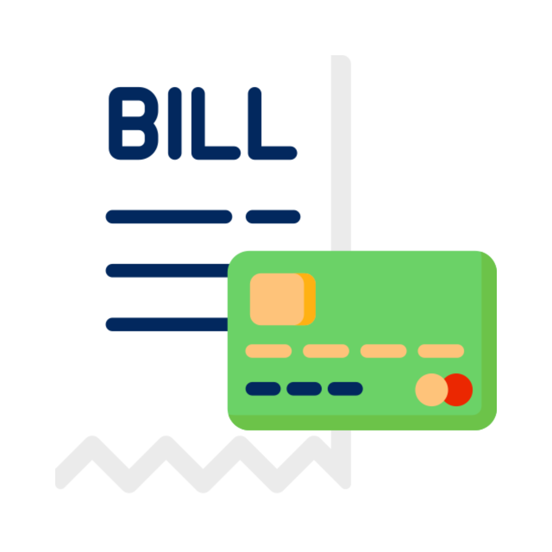 Bill and green credit card.