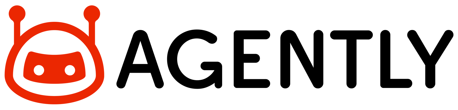 Red robot head icon next to the word AGENTLY in black text.