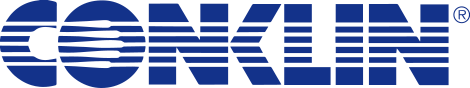 The Conklin pen logo in blue and white.