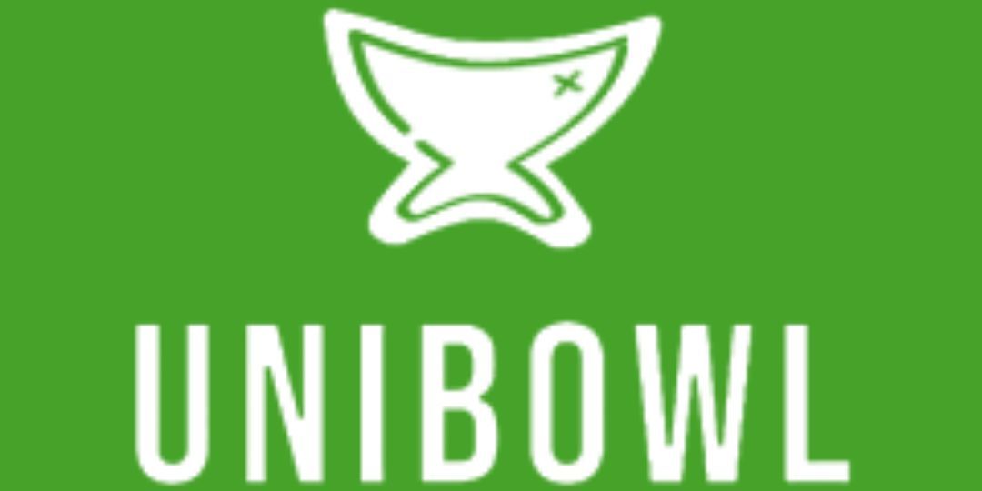 Logo hijau dengan kata UNIBOWL di bawah ikon mangkuk putih.