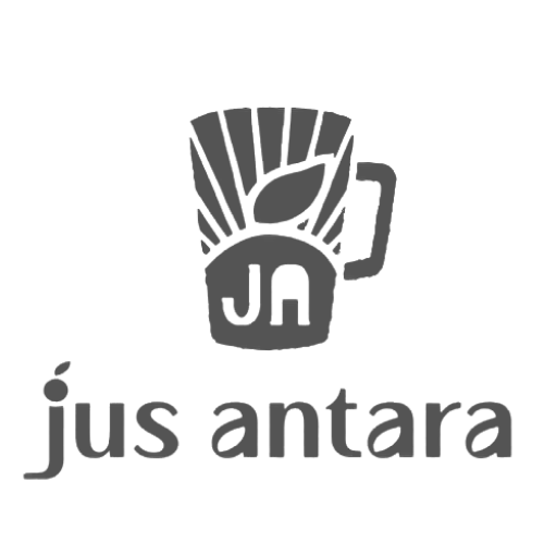 Logo: Kaca bergaya abu-abu gelap dengan daun, sinar matahari, dan inisial 