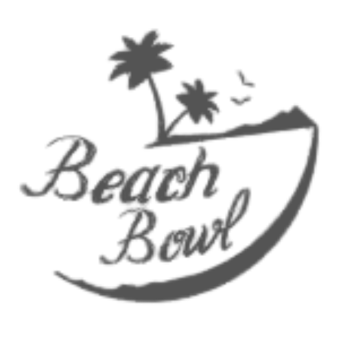 Logo dengan gambar pohon palem, gunung, dan tulisan 
