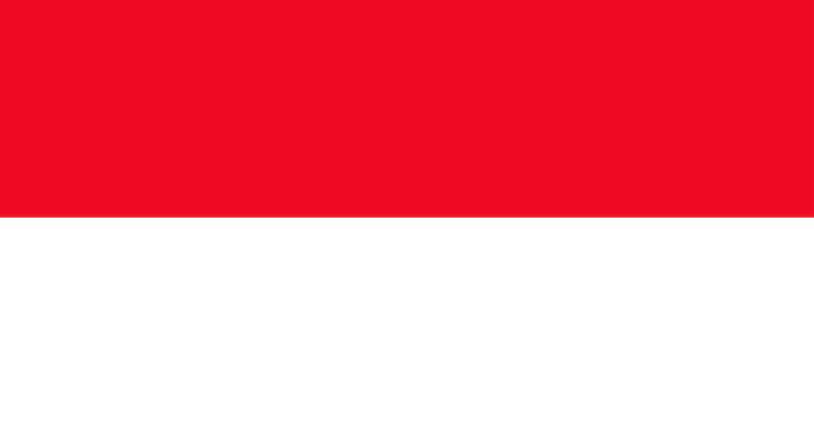 Bendera merah di atas putih bergaris horizontal.