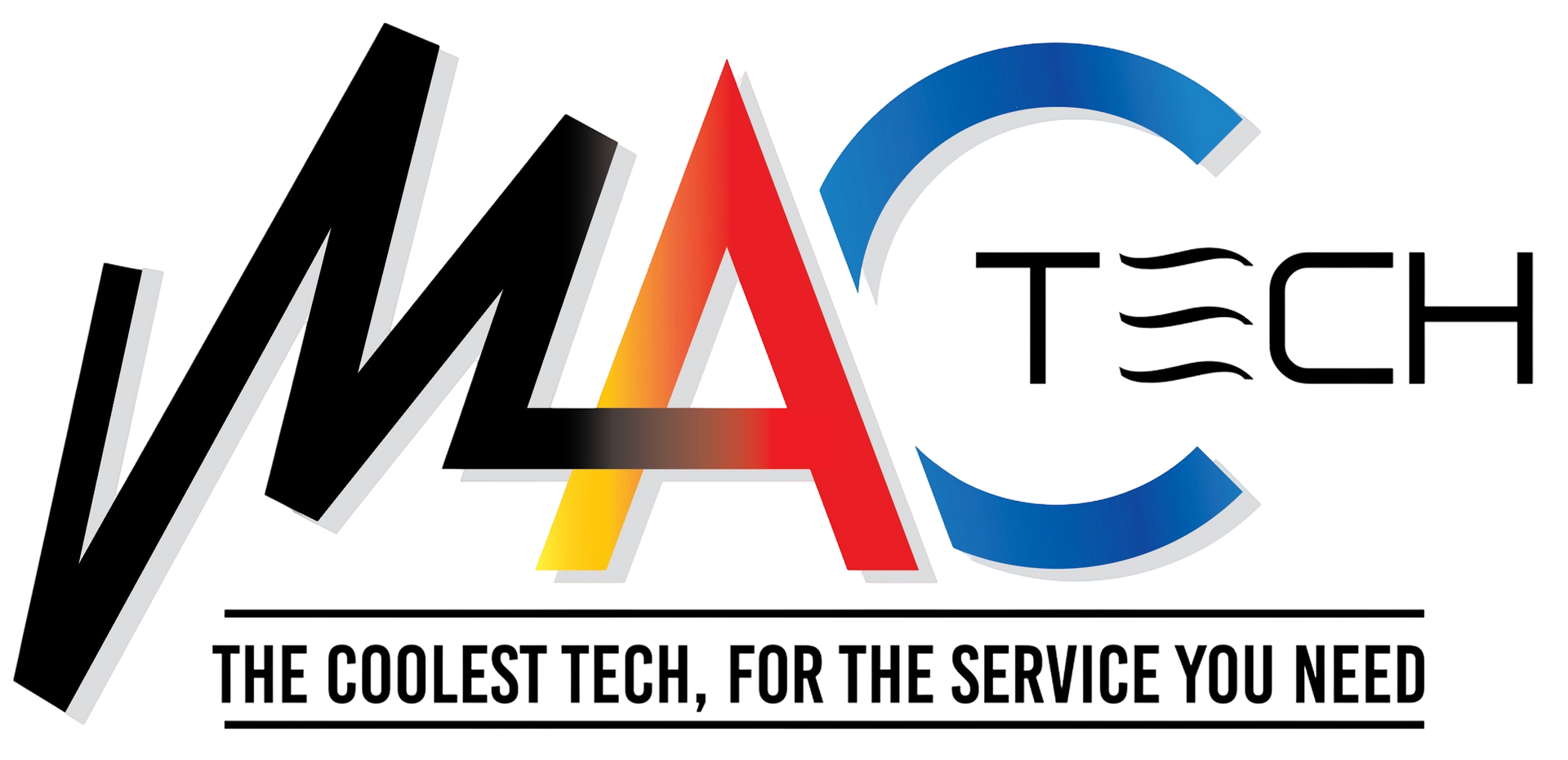 Logo for MacTech featuring stylized text, an HVAC-themed "E," and the tagline "The coolest tech, for the service you need."