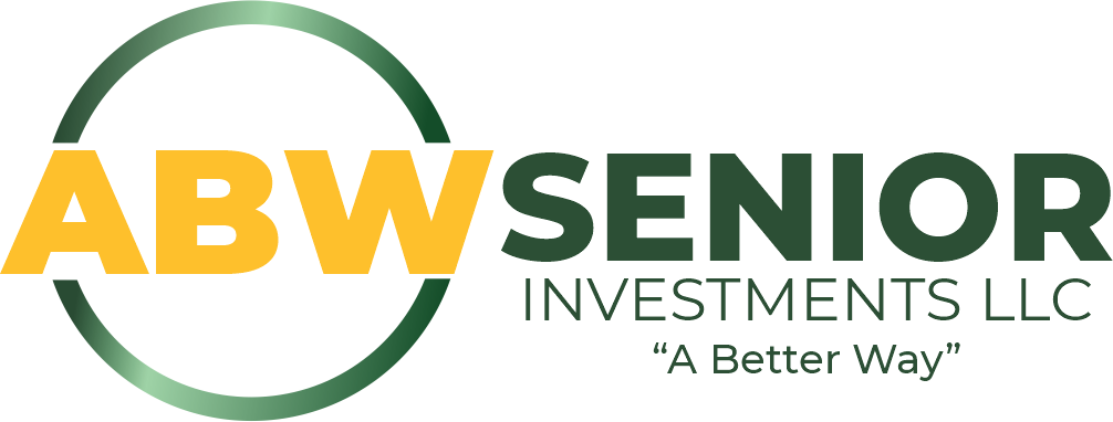 Logo for ABW Senior Investments LLC featuring a green circle, yellow 