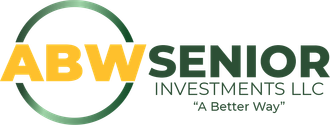 Logo for ABW Senior Investments LLC featuring a green circle, yellow 