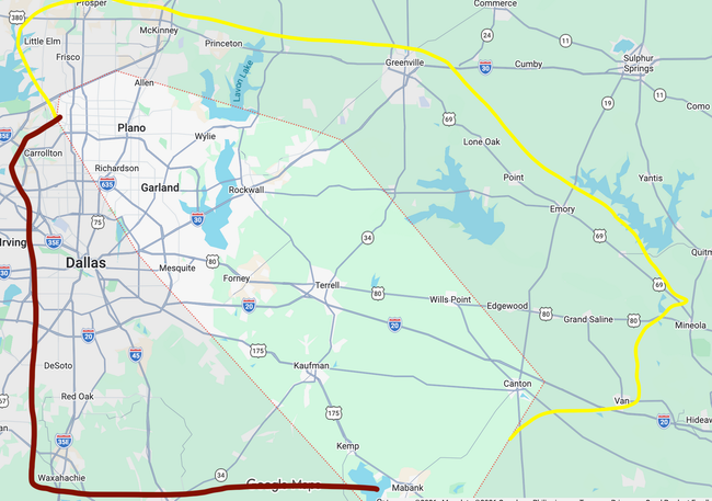Road map of Duluth area with highways, lakes, and green terrain highlighted
