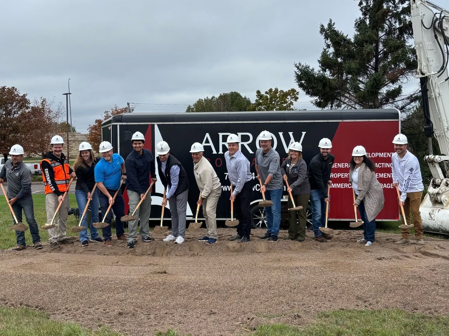 Arrow Companies team at the Rogers Drive Retail Center groundbreaking ceremony in Rogers, MN
